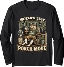 Worlds Best Fotter Porch Mode Funny Otter Dad Pun Birthday Long Sleeve T-Shirt