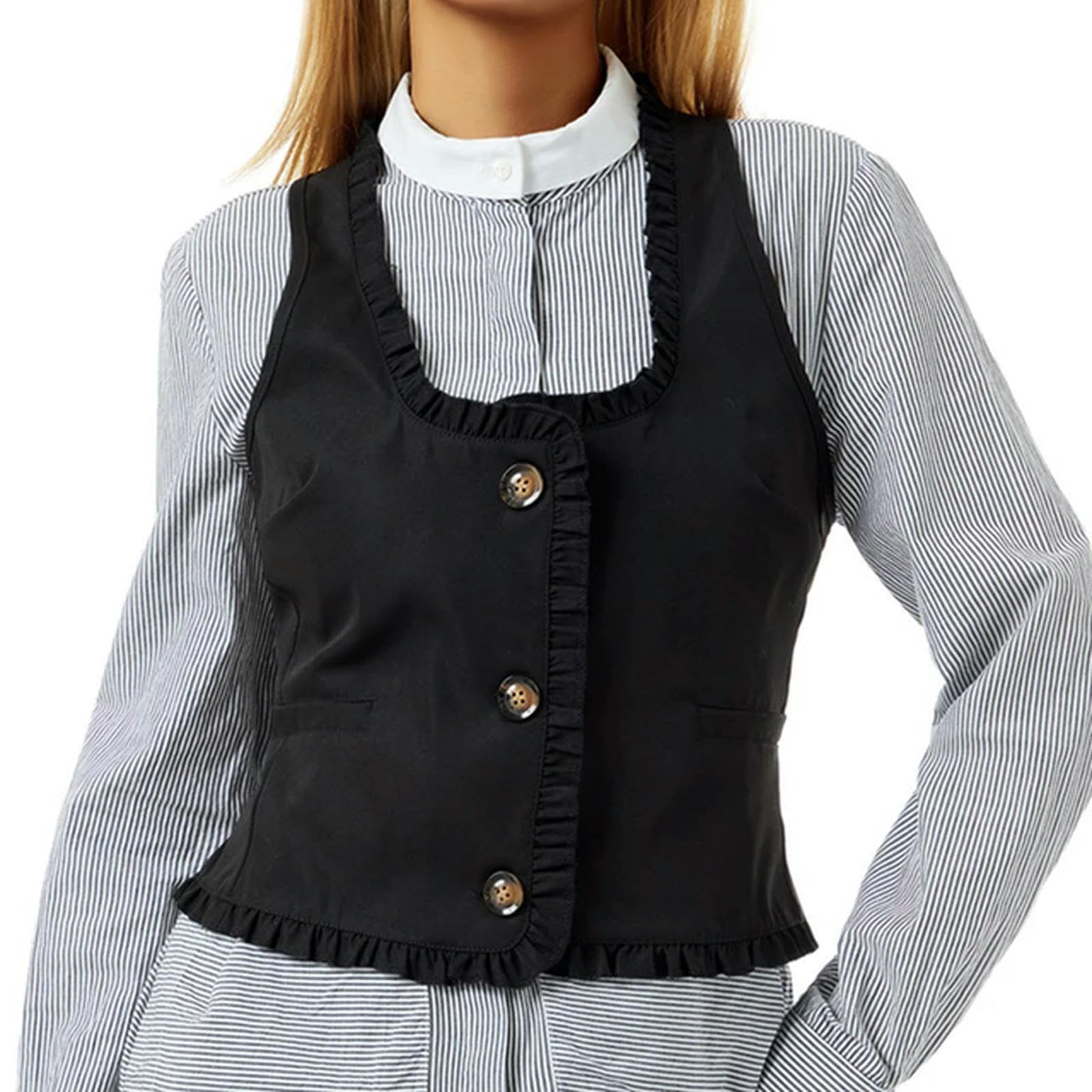 Débardeur sans manches col en V pour femme style Dark Academia