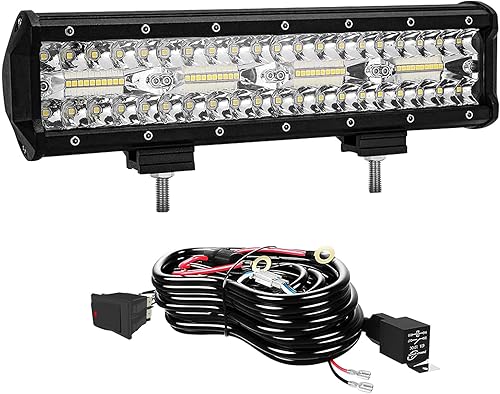Barra de luz LED de 12 pulgadas de 240 W de conducción LED antiniebla todoterreno, luces de triple fila, impermeable, haz combinado de inundación,
