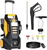 Solution4Patio Electric High Pressure Washer, 1500 PSI, 2.3 GPM, 1800W Power Motor with 30FT Pressure Hose and 35 FT Power Cord, 500ML Soap Bottle, 4 Quick Connect Nozzles -Yellow