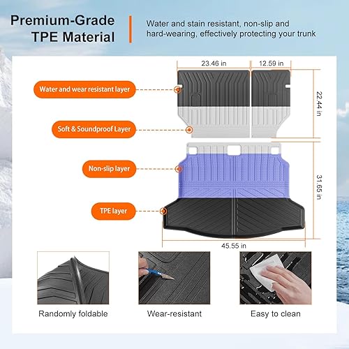 Vista 22 de powoq Alfombrilla de maletero compatible con Honda Civic Hatchback 2022-2026, revestimiento de carga de elastómero termoplástico, repuesto