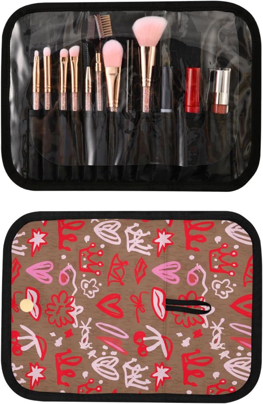 Sketch Smooch Pattern 3-Piece Hanging Toiletry Bags Set, Travel Toiletry Bag, Travel Accessories Makeup Brushes Organizer, Cosmetic Makeup Bag image 2