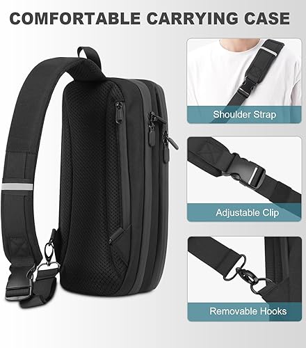 Miniatura 5 de DEEGO Funda de transporte para consola de vapor y accesorios, mochila cruzada protectora de doble capa a prueba de golpes, bolsa bandolera con