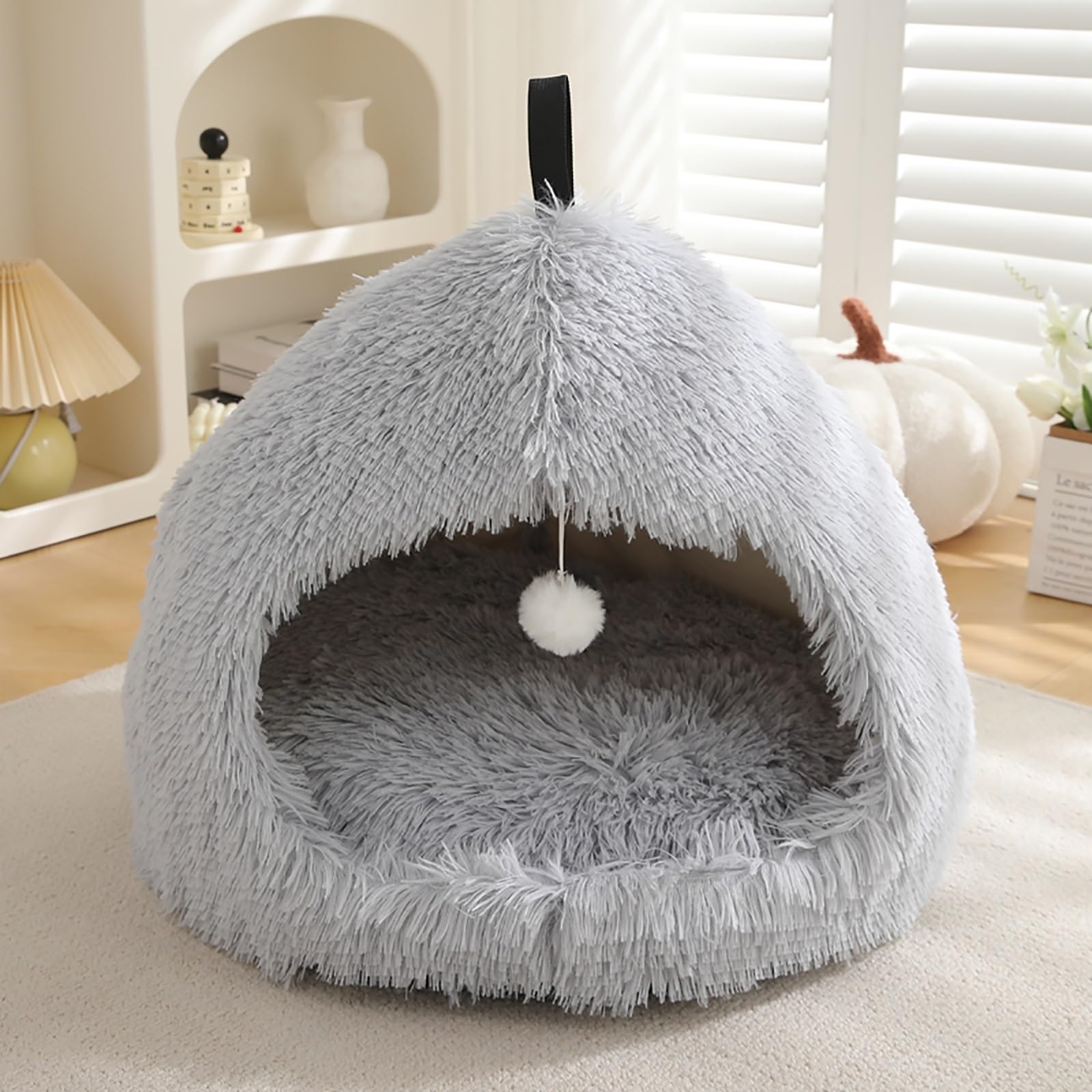 Cama Para Gatos BALANCE 2 Em 1 - Caverna Com Pelúcia Antiderrapante