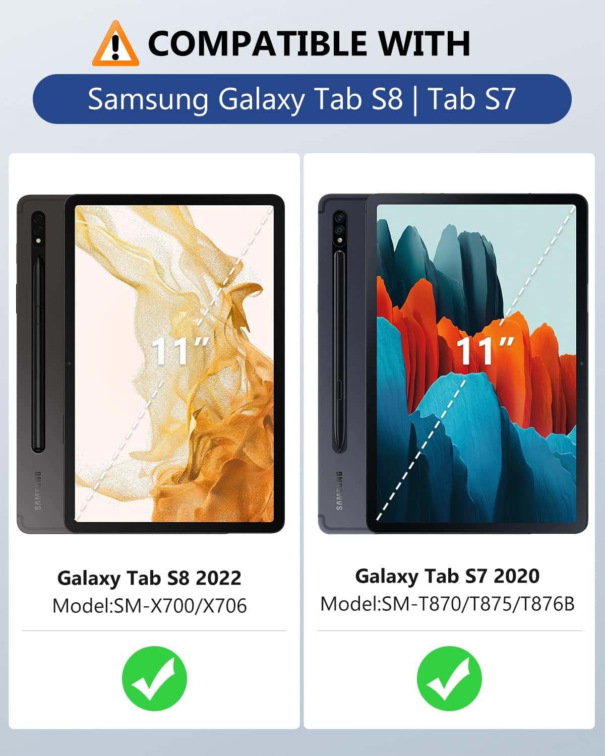 MoKo Case for Samsung Galaxy Tab S8 11.0" 2022 (SM-X700/SM-X706) / Tab S7 11" 2020 with S-Pen Holder, [Built-in Screen Protector] Shockproof Trifold Stand Case with Auto-Wake, Black