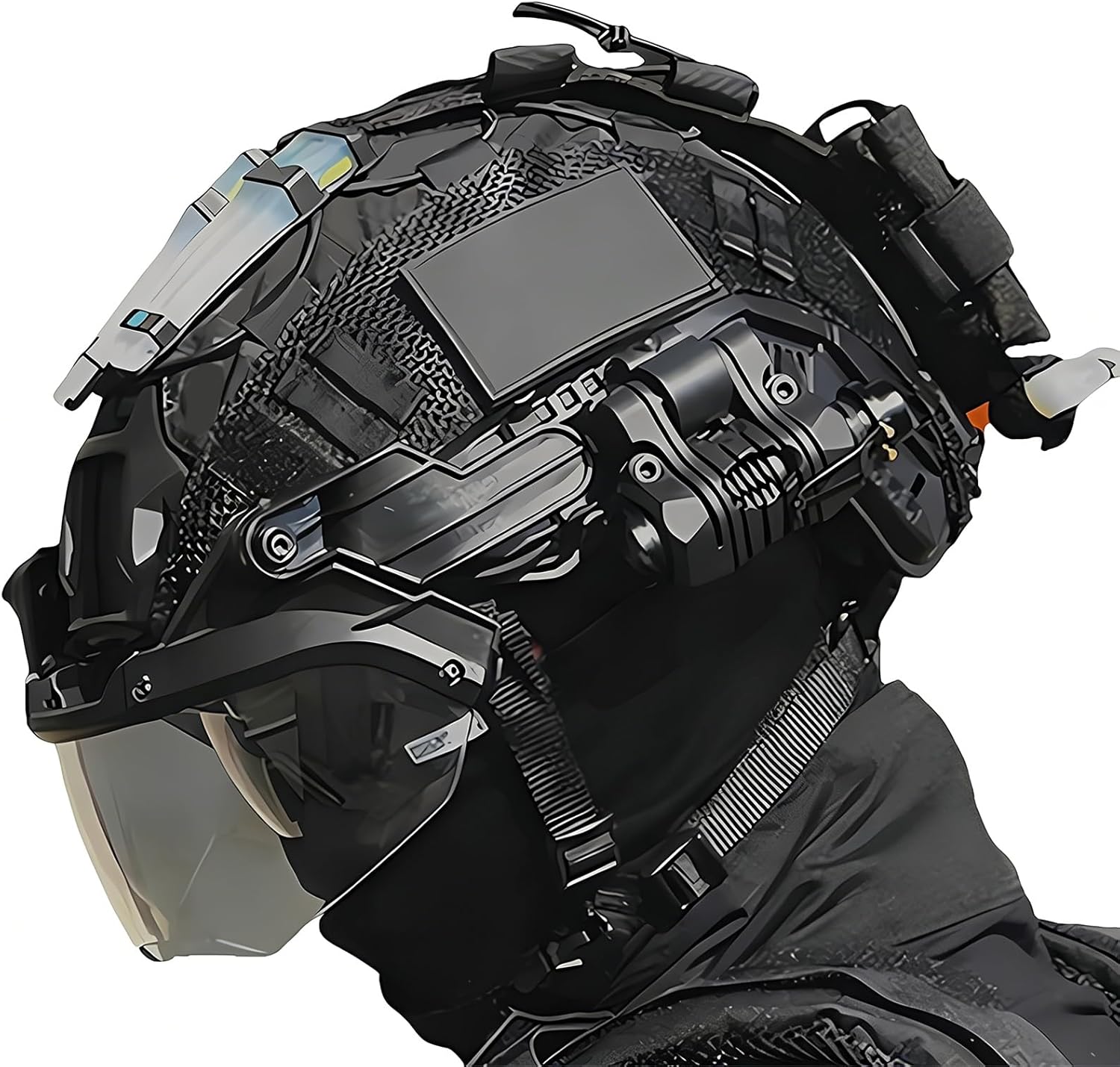 Fast Tactical Helmet Set - Removable Flip Goggles, & Tactical Flashlight Signal Light | Airsoft Paintball Gear