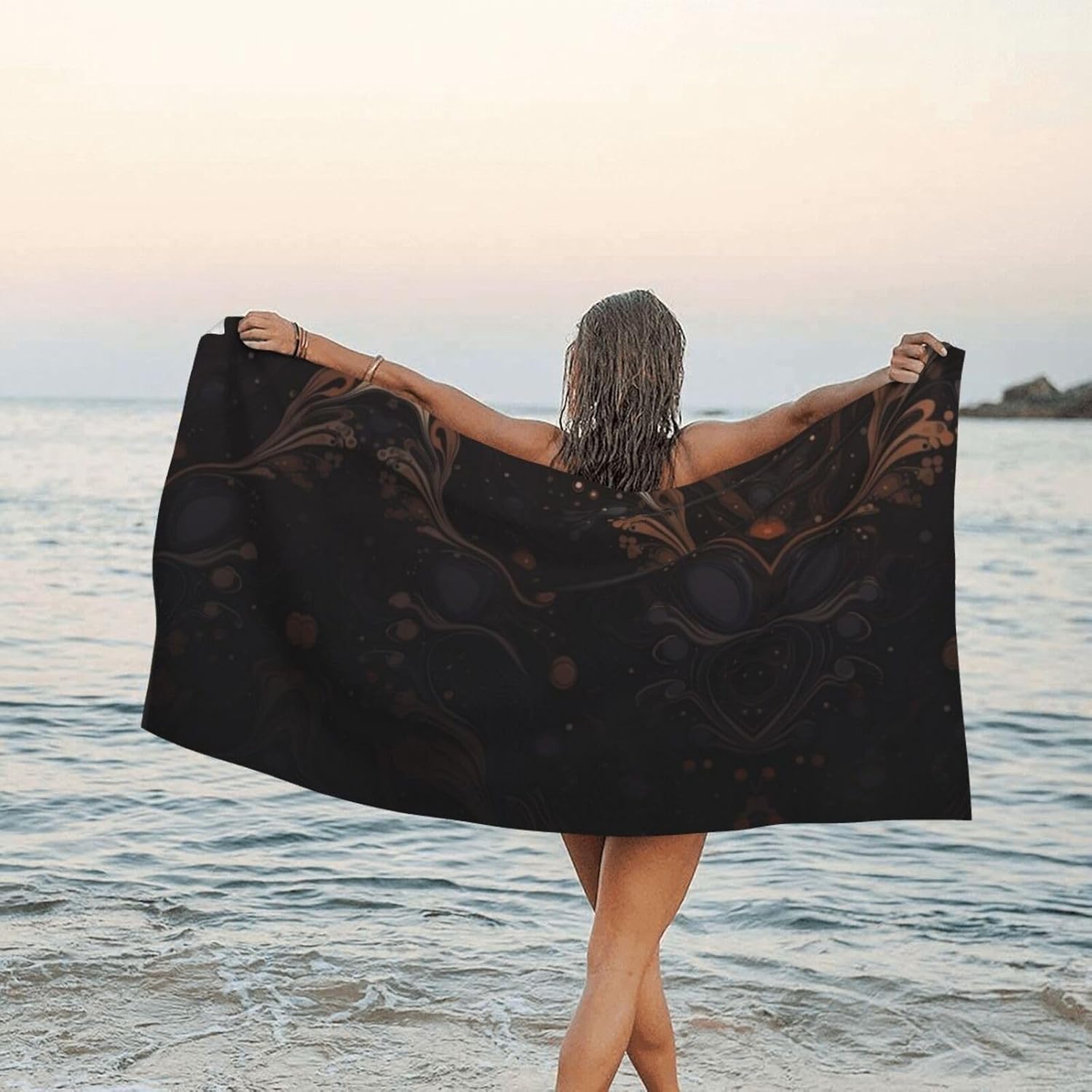 Dark Medium Printed Microfiber Towel,Camping Towel,Fast Drying Towel,Soft Lightweight for Gym,Hiking,Yoga,Backpacking