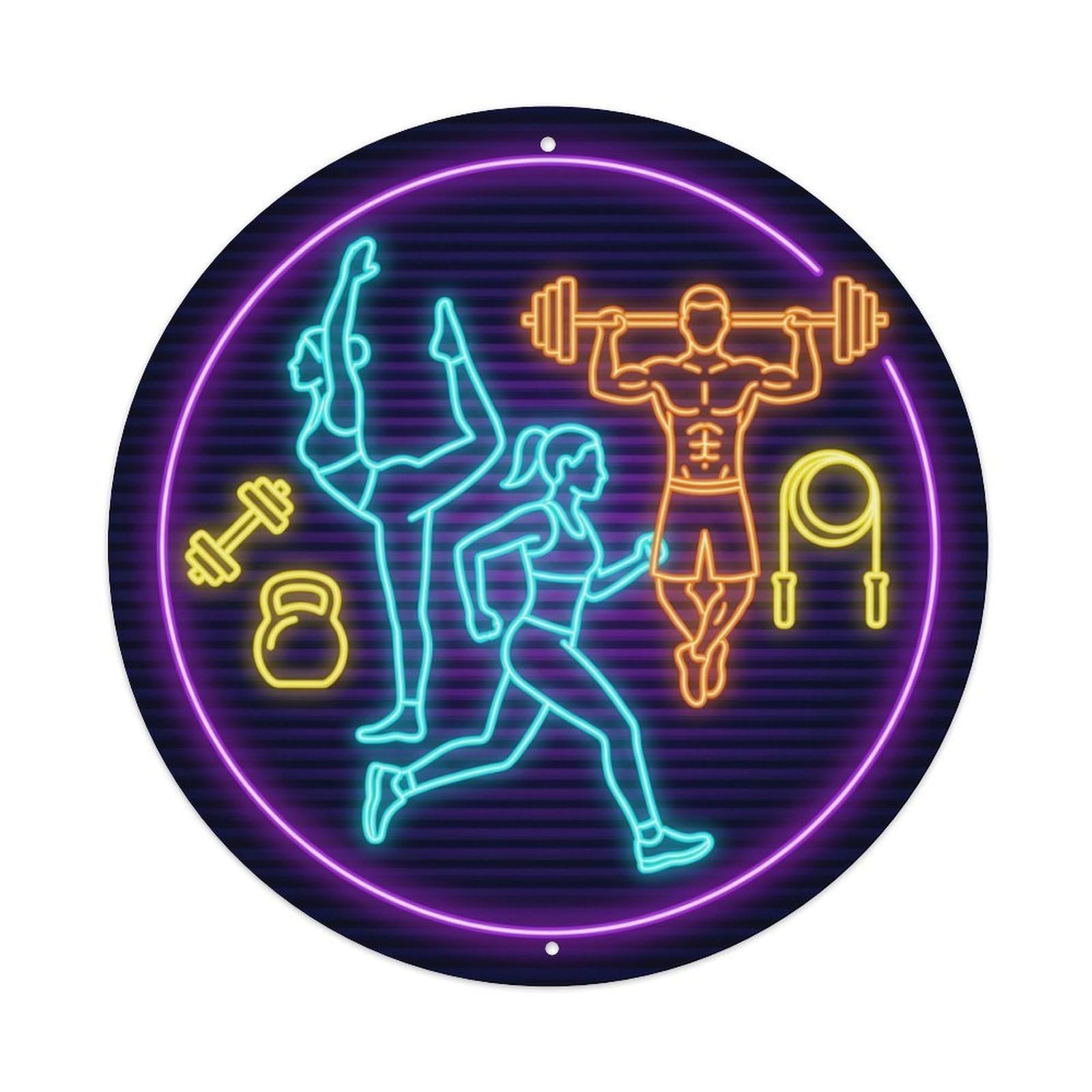 Vintage Faux Neon Gym Retro Bodybuilding Superset Metal Tin Sign