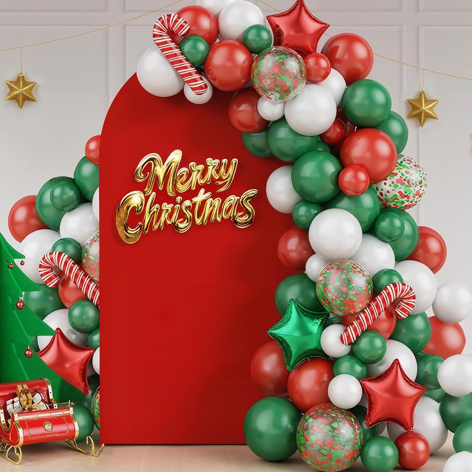 Babenest 7.2Ft Red Wedding Arch Backdrop Cover for Party Ceremony Deco