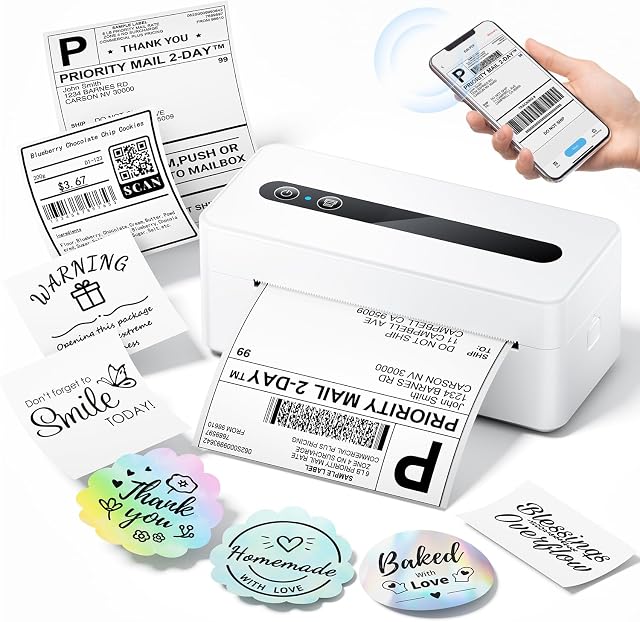 TATTMUSE Bluetooth Thermal Label Printer 4X6 Shipping Label Printer