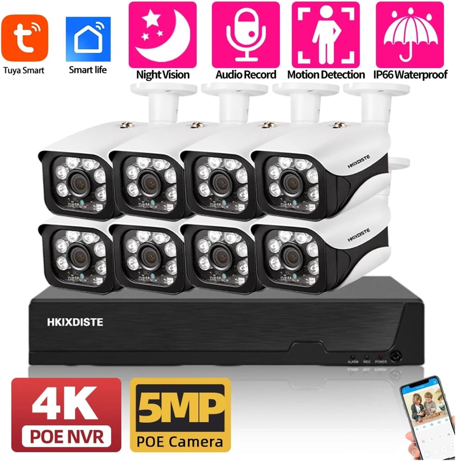 Evtevision セキュリティカメラ、PoE 電源、2 メガピクセル、 secu_poe-camera