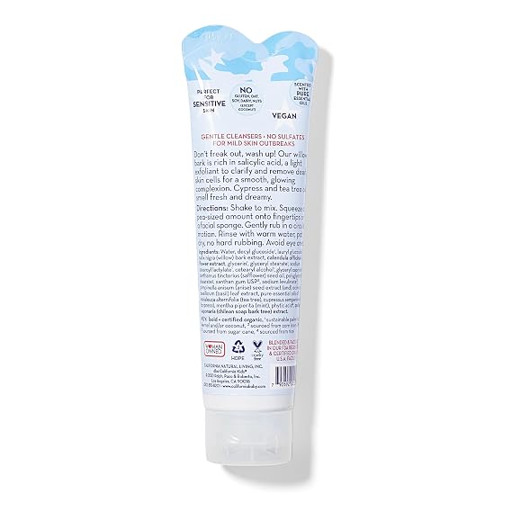 California Kids Face Wash + Facial Sponge | Gentle Exfoliating Face Wash | Mild Salicylic Acid Cleanser For Sensitive Skin | 1.8 oz. / 51 mL