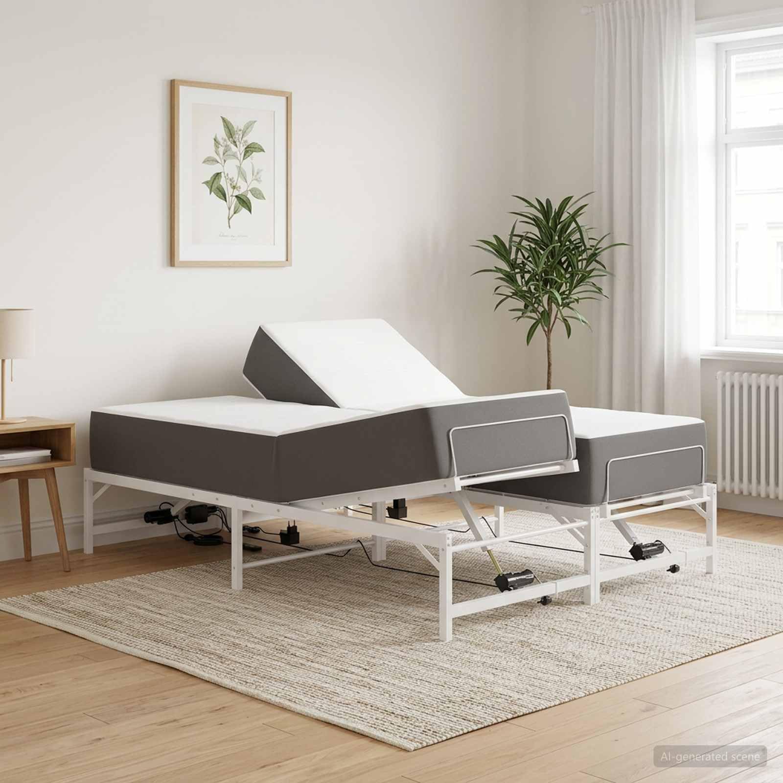 Eléctrico Ajustable Cabecera y Pie Control Remoto Acero Blanco 190 x 141 cm