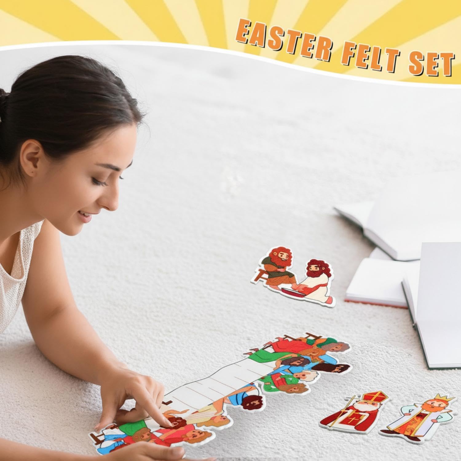 Easter Nativity Felt Figures Bible Flannel Board Stories Set Ready to Play Felt Bible Story He Has Risen Precut Figures Last Supper Crucifixion Resurrection Triumphant Entry Trial