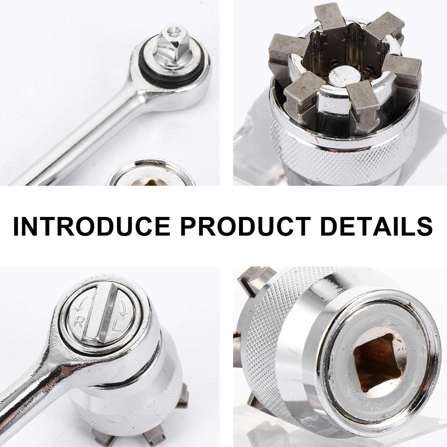 NUOBESTY 4pcs Adjustable Socket Wrench Set Multi-fitting Tool for for Home Repair and Automotive Use