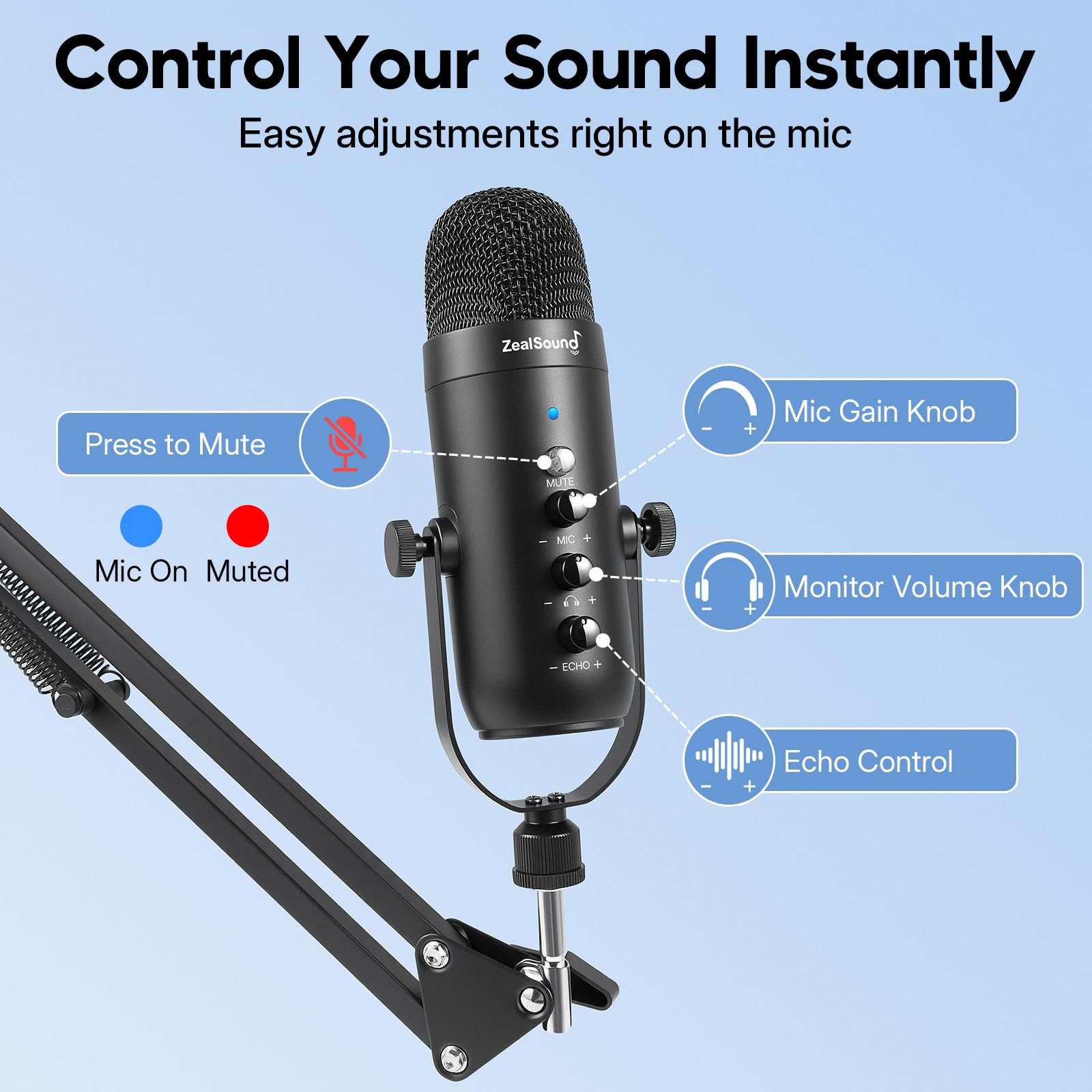 zealsound Podcast Microphone - Clear Audio -4
