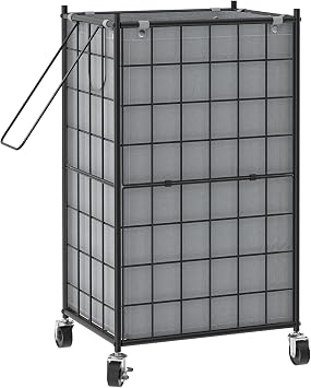 WOWLIVE Laundry Hamper with Wheels,Metal Wire Frame Rolling Laundry Basket with Removable bag,100L Dirty Clothes Hamper Organizer Dorm Room Storage for Bedroom,Bathroom,Grey