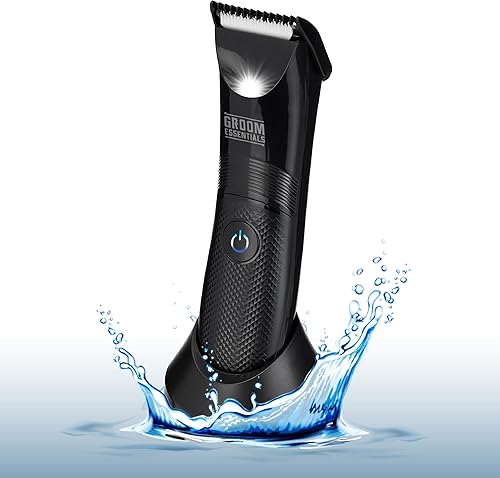 Groom Essentials - Recortadora de pelo de cerámica inalámbrica para hombre, afeitadora higiénica para la ingle para hombre, resistente al agua IPX5,