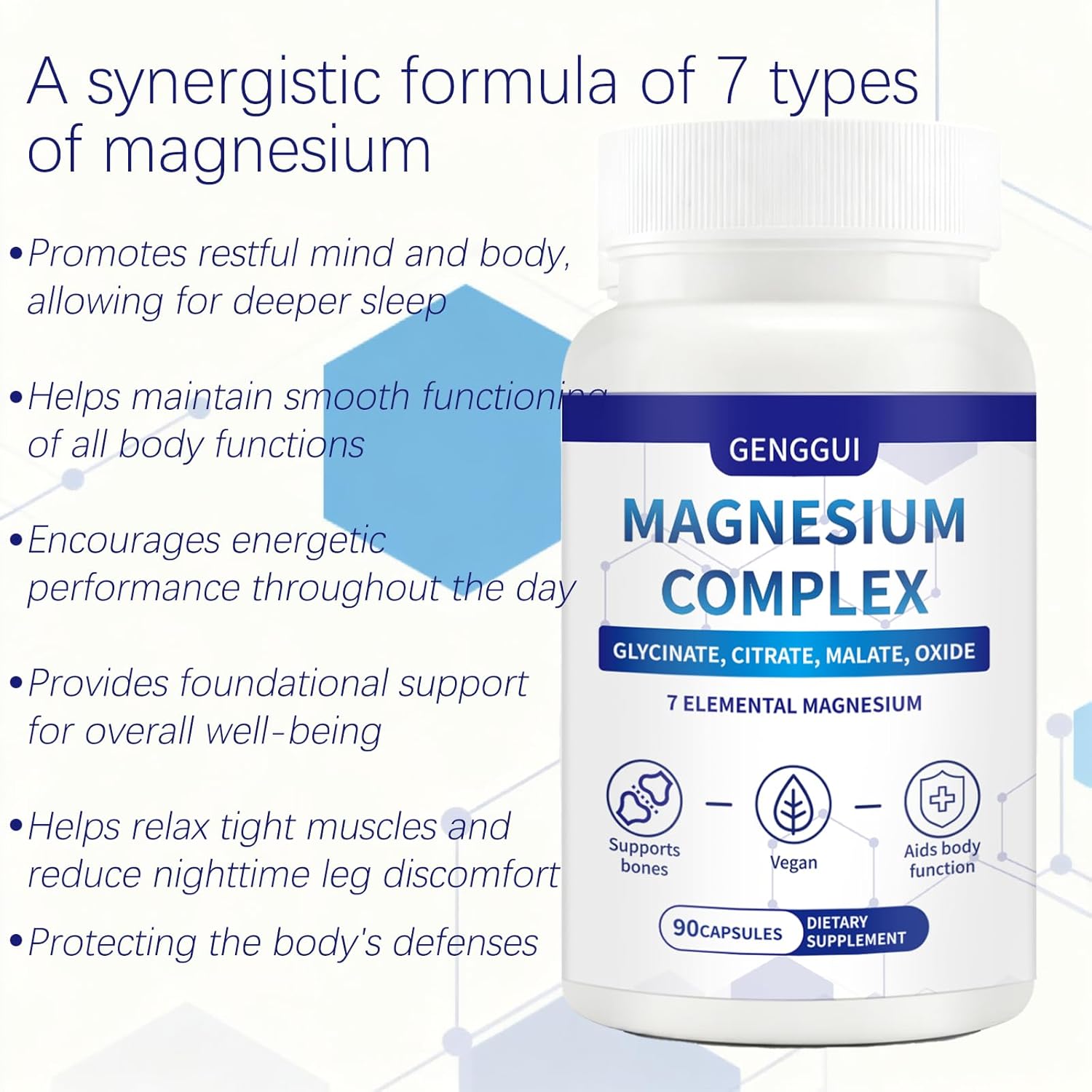 ​Magnesium Complex 7 in 1 with 1000mg - 90 Capsules - Features Elemental Magnesium & Citrate - Dietary Supplement for Adults​ (1) - Image 5