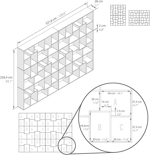 Miniatura 17 de Mobili Fiver, Estantería Iacopo XS (63.31 x 31.5 pulgadas), roble rústico, fabricada en Italia Roble rústico,Ashwood Negro,Ashwood Blanco,Efecto