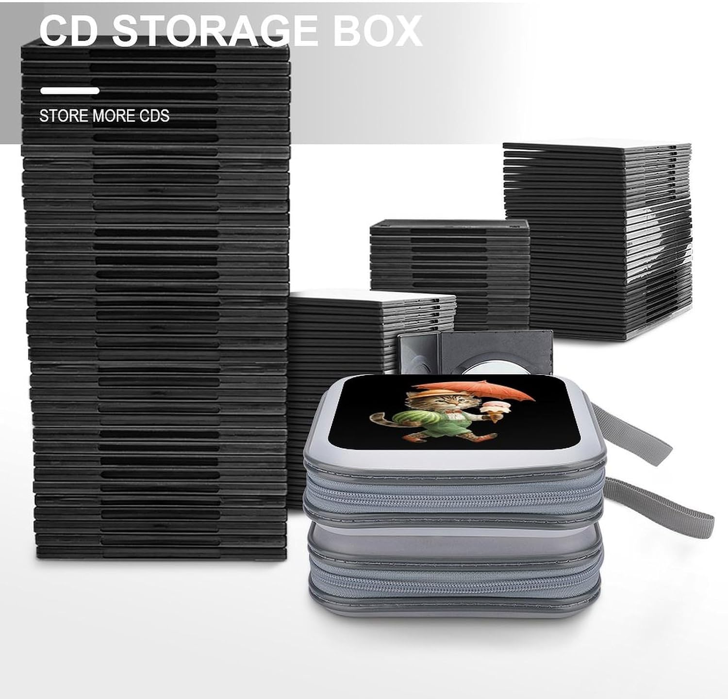 Animal Cat Ice Cream CD Case 40 Capacity DVD Holders Wallet for Home Travel