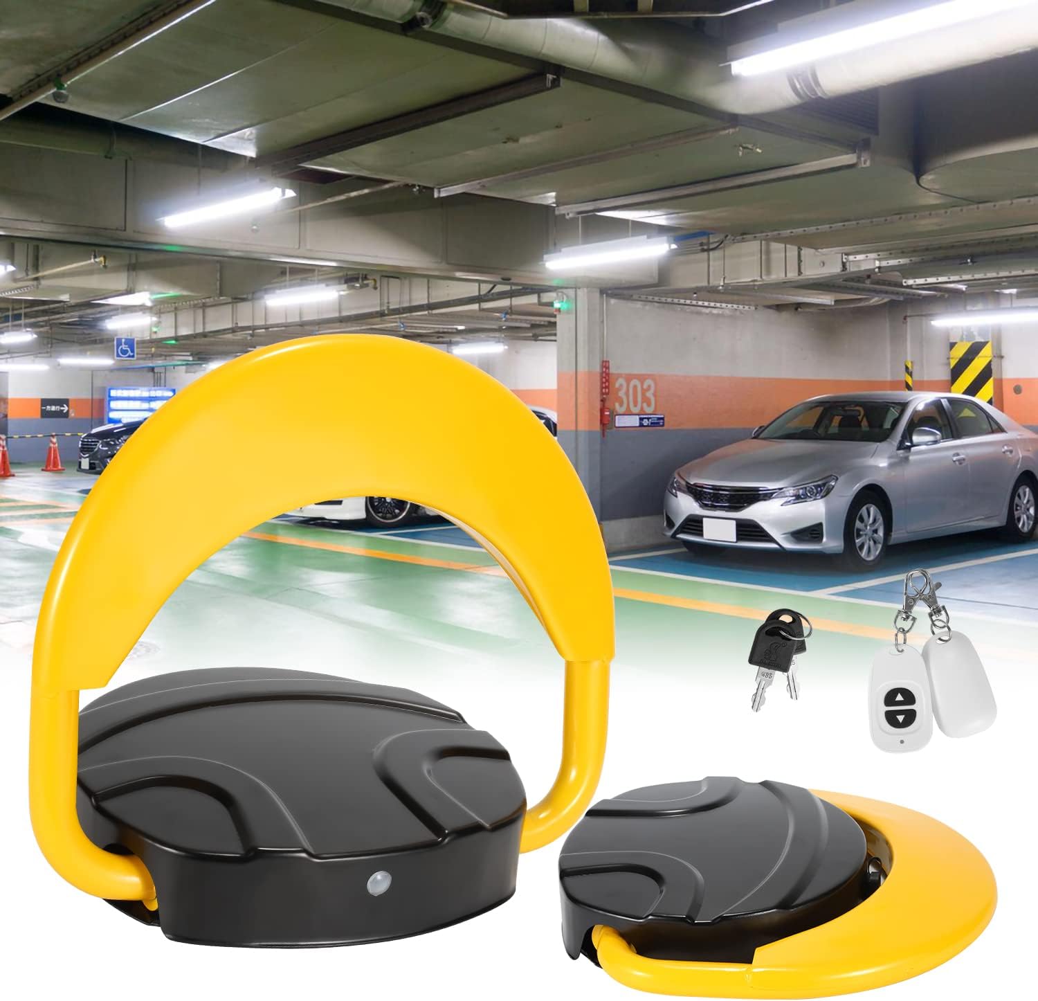 Produktbild von Ansobea Parkplatzsperre Mit 2 Fernbedienung Klappbare Parkschranke