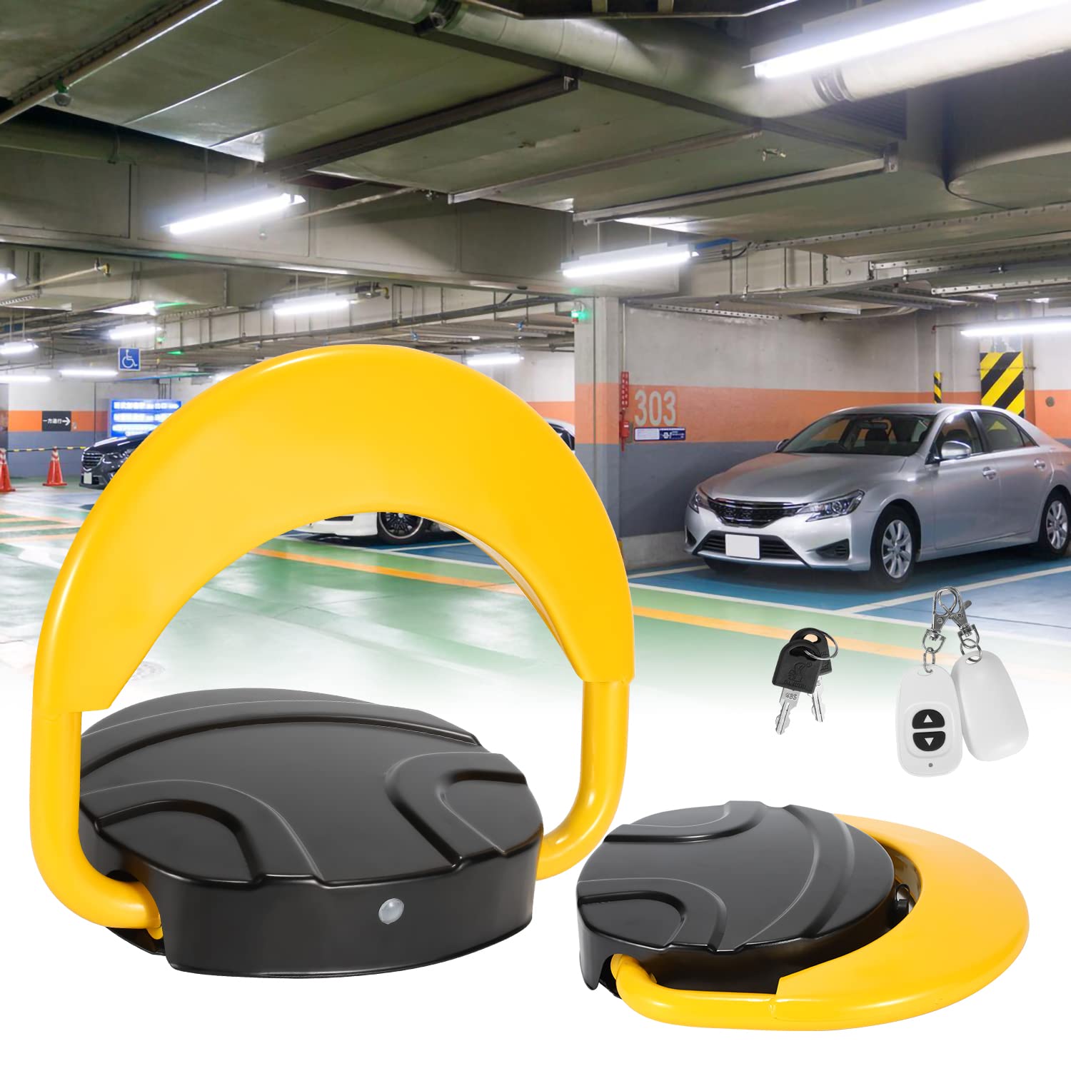 Bloccaggio automatico del parcheggio con telecomando, con funzioni di allarme, palo di parcheggio telecomandato anti-collisione a 180°, palo pieghevole anti-collisione con lucchetto per