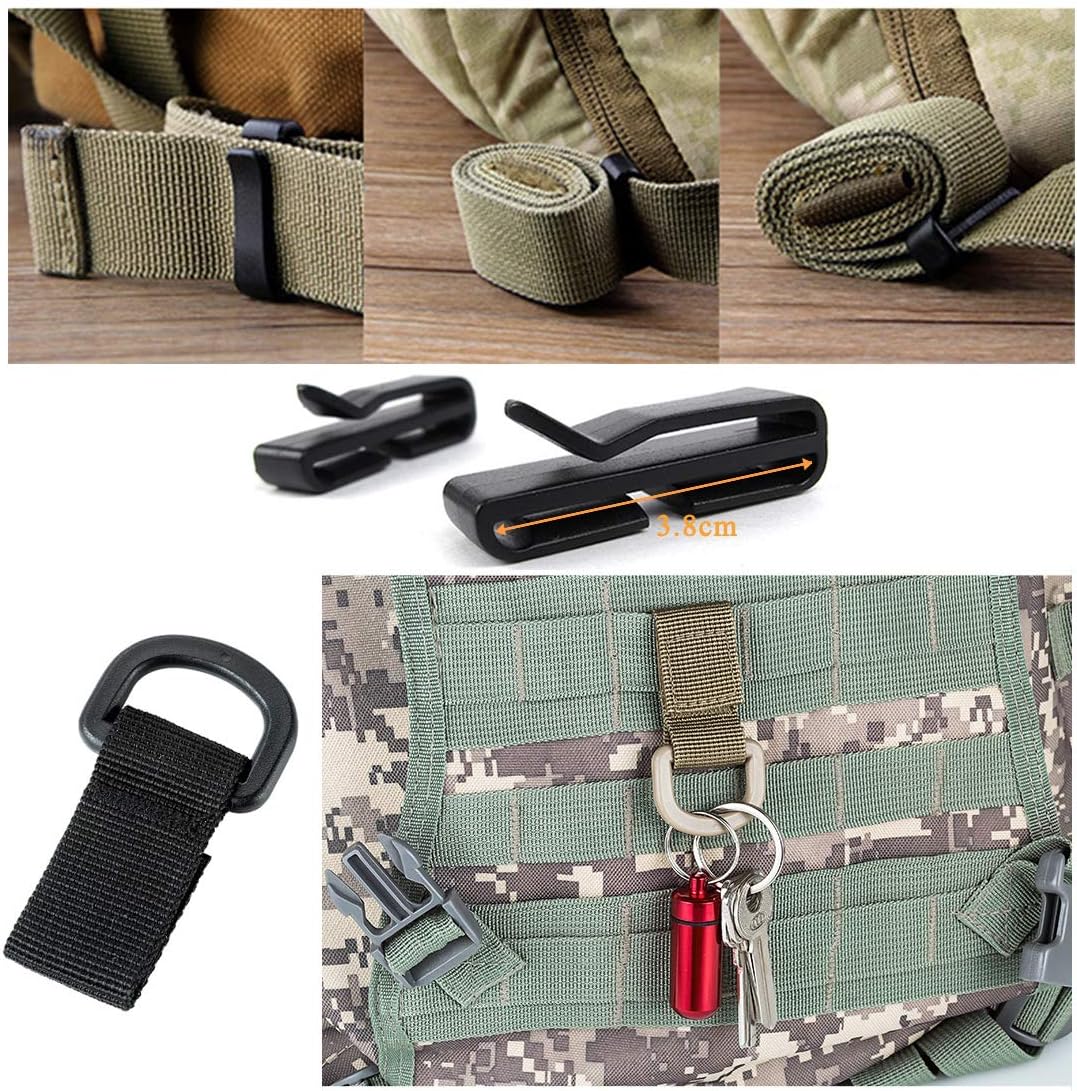 34 PCS Molle Attachments Set Tactical Gear Clip for Webbing Strap Molle Bag Tactical Backpack Vest Belt - Key Ring, D-Ring Locking Carabiner, Water Bottel Carriers Tube Clip, Web Dominator Buckle : Sports & Outdoors
