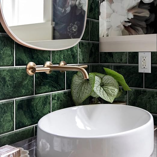 Alwayspon Lot De 10 Autocollants Muraux Carrelage - Vinyle Marocain Vert, 15x15 Cm, Pour Cuisine Et Salle De Bain
