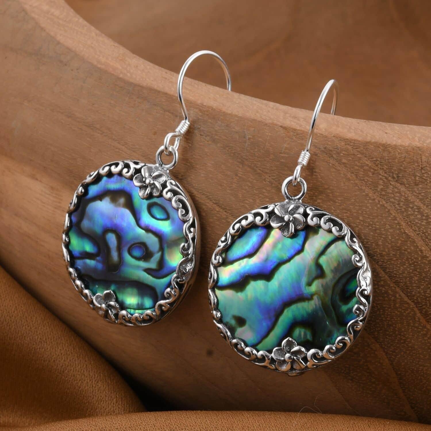 Abalone Shell Dangle Earrings for Women Sterling Silver 925 - Unique Vintage Beach Boho Earrings - Costume Jewelry Anniversary Birthday Christmas Gifts for Womens - Image 2
