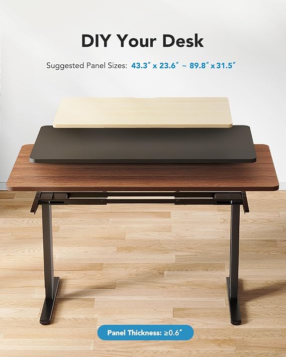 HUANUO Electric Standing Desks Frame with 265 lbs Dual Motor,Thick T-Shaped Desk Legs Made of Automotive Grade Steel,for Max 90x31.5 Desktop, Height Adjustable Desk Frame for Home Office, Frame Only