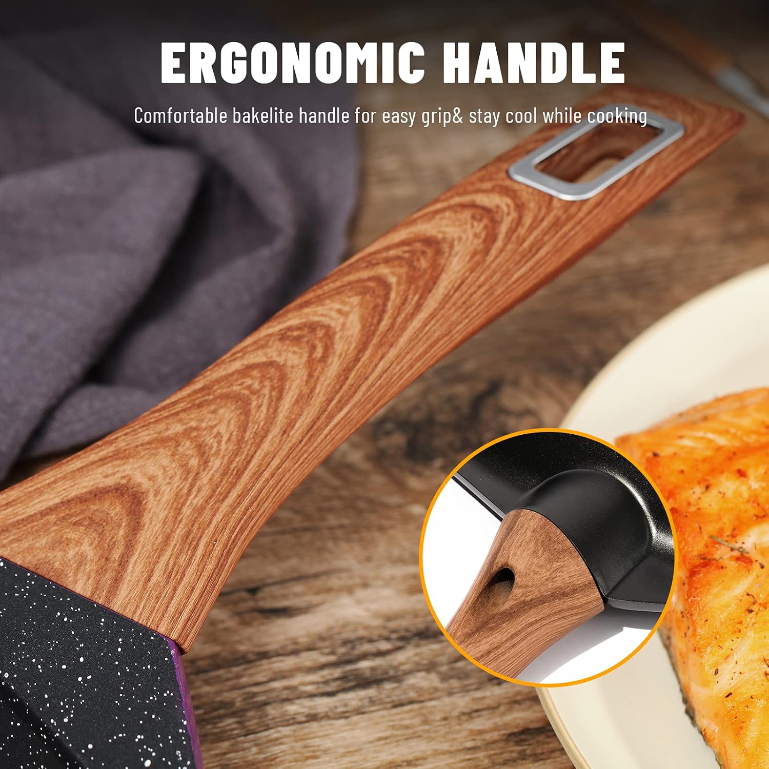 Sakuchi 11 Inch Nonstick Square Grill Pan for Stove Tops Induction, Granite Coating PFOA Free (Purple): Home & Kitchen