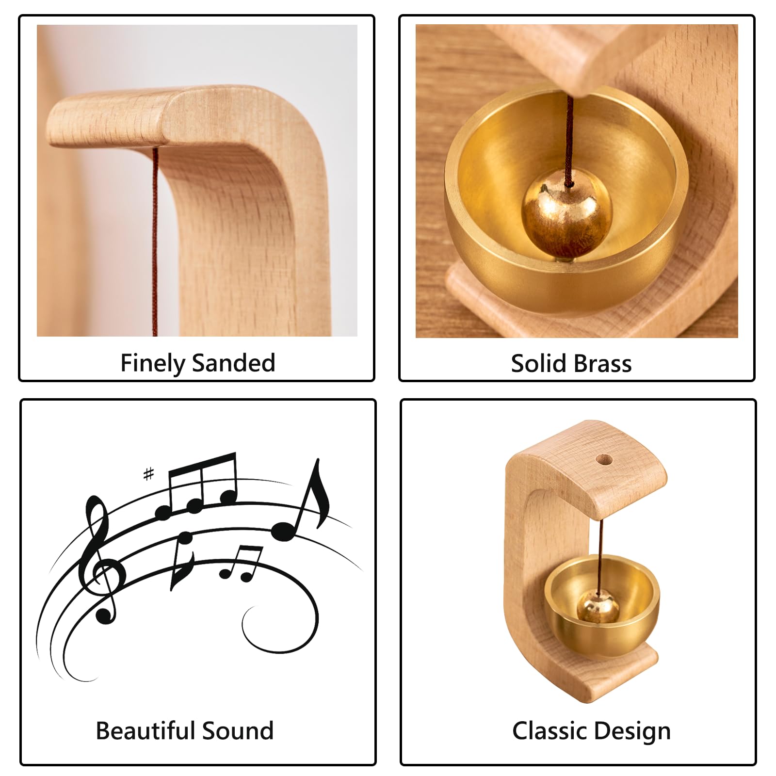 Magnetic Door Chime Bell, Wooden Shopkeepers Bell for Door Opening