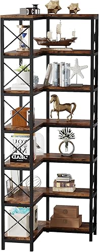 Miniatura 8 de Tribesigns Estantería esquinera de 5 estantes, estantería esquinera grande y moderna, estante esquinero de 5 niveles alto con marco de metal para