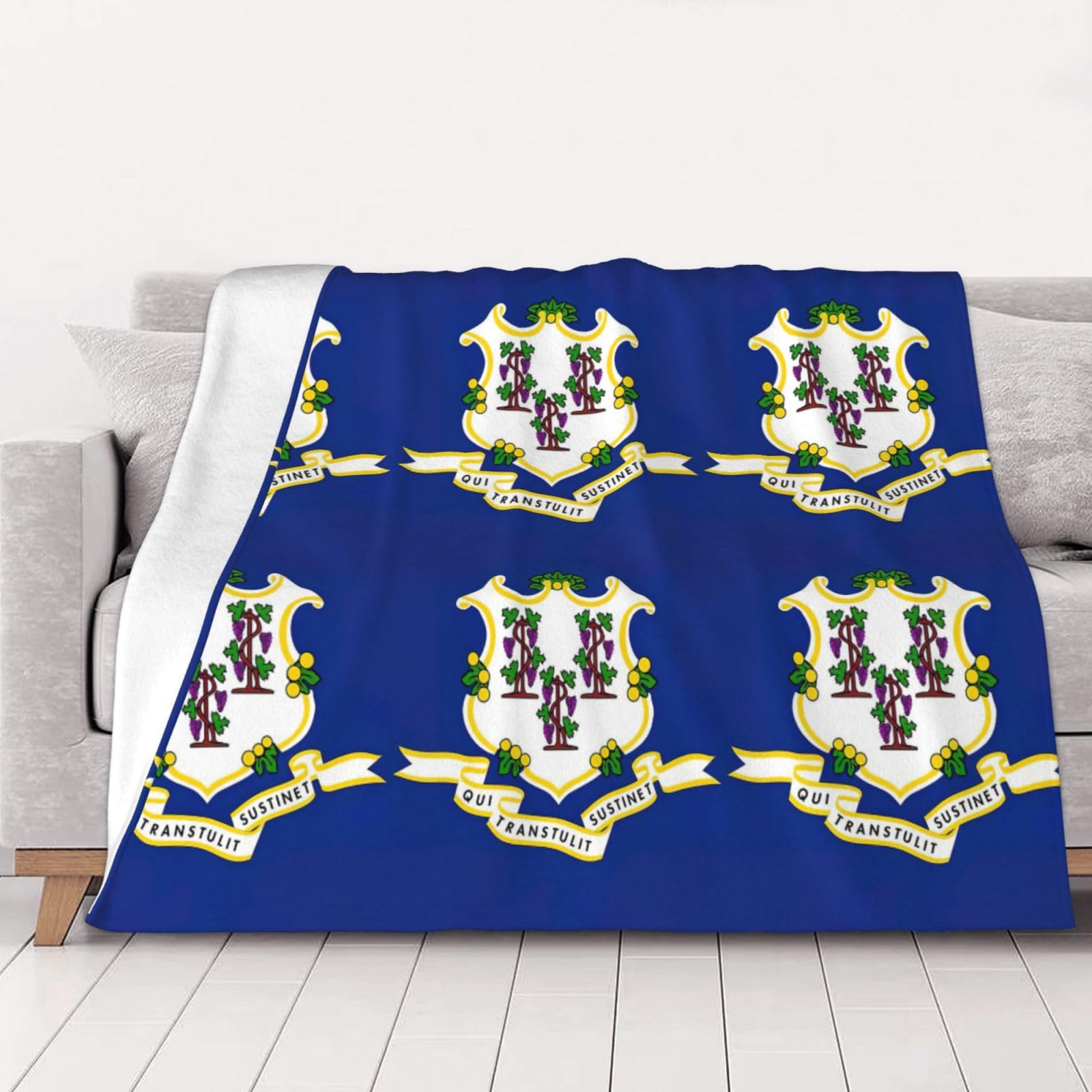 Couverture en flanelle drapeau Connecticut le cadeau idéal pour canapé