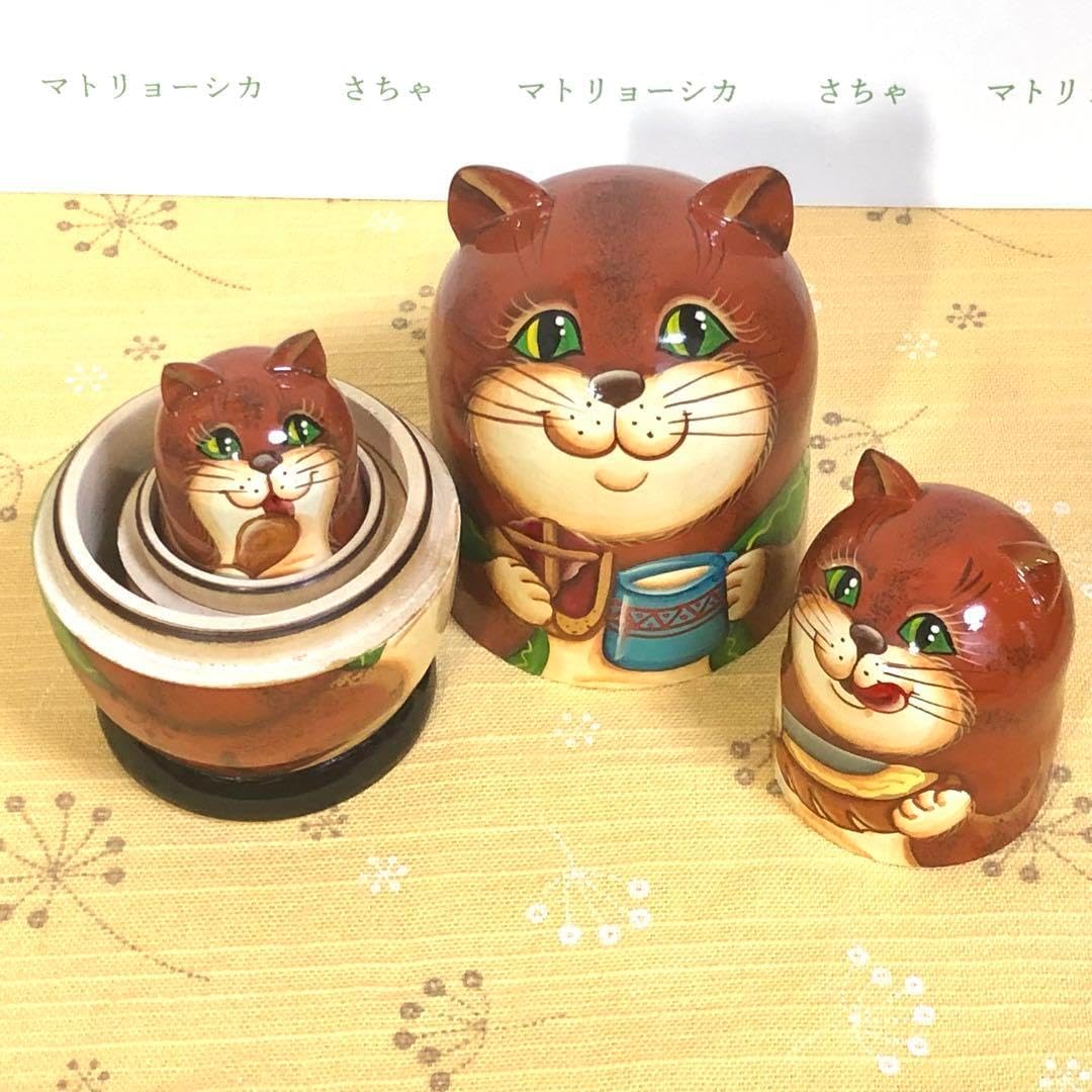 ロシア雑貨 マトリョーシカ ～ 虹色の猫・ねこ・ネコ ～ 7ピース 作家