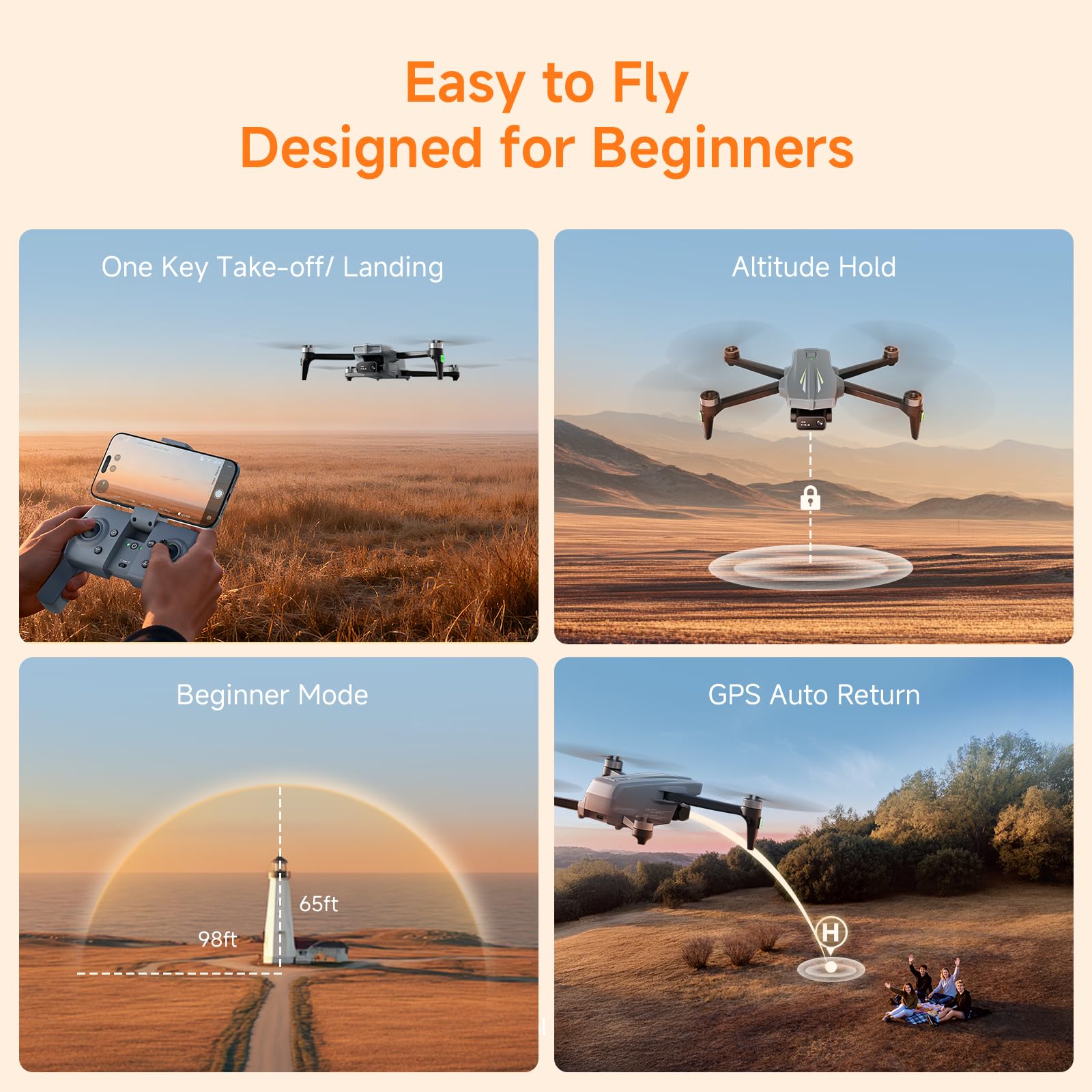 Ameta S20 Dron z Kamerą 4K Professional, Dron z GPS dla Dzieci i Dorosłych z Automatycznym Powrotem, 50 Minutowym Czasem Lotu, Trybem Inteligentnym, Sterowaniem Gestami, Wadze Poniżej 249g