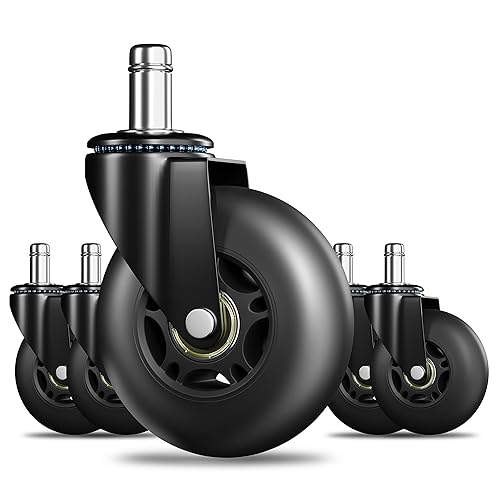 Vista 46 de RidRed Ruedas giratorias de repuesto para sillas de juegos o de oficina, de alta resistencia, de hule, ajuste universal, de 3 pulgadas, sin ruido