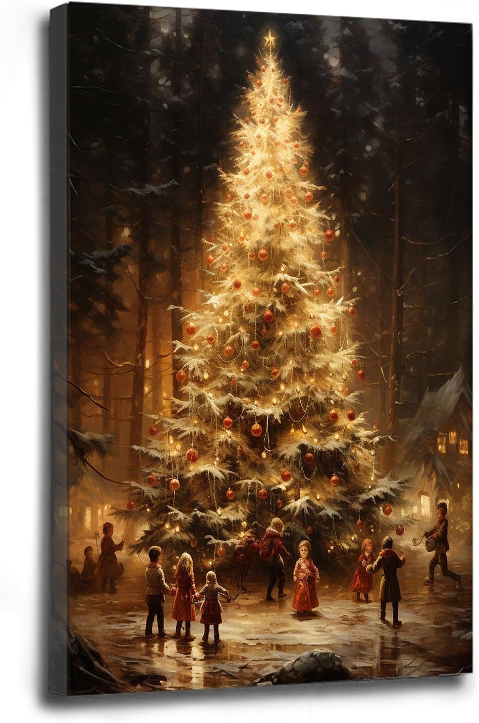 Victorian Christmas Tree Canvas Wall Art Poster Print
