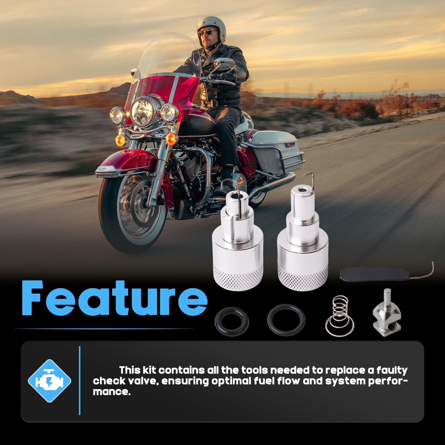 MC400 & MC300 Fuel Check Valve Repair Tool Kit, EFI System Rebuild Tools Compatible with Harley Davidson 2001-2026 Models, Professional Fuel Line Maintenance Set, Replaces MC-400 MC-300