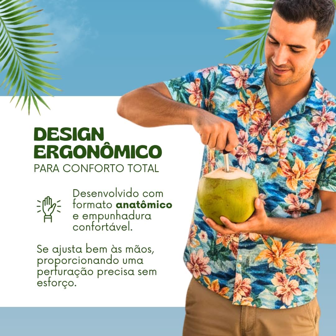 Abridor Furador De Coco Perfurador Manual Profissional Aço Inox