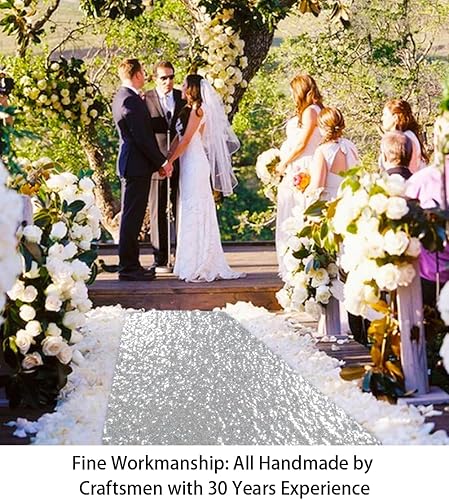 Miniatura 3 de ShinyBeauty Camino de pasillo de lentejuelas de 4 x 20 pies, color plateado, para ceremonia de boda, alfombra de piso brillante, tela de lentejuelas