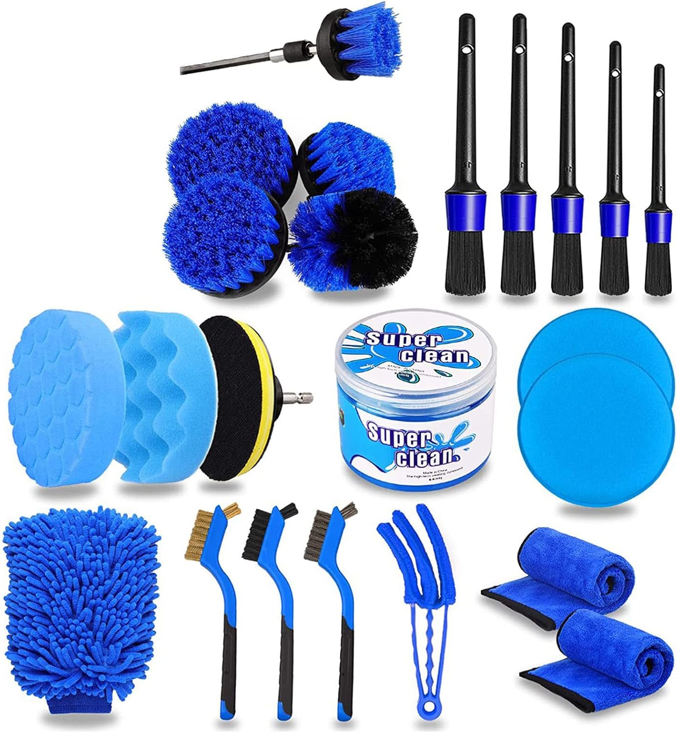 24pcs車のディテールブラシのクリーニングブラシセットタイヤインテリア外装革キットクリーニングディテール洗濯ブラシセットキットエク