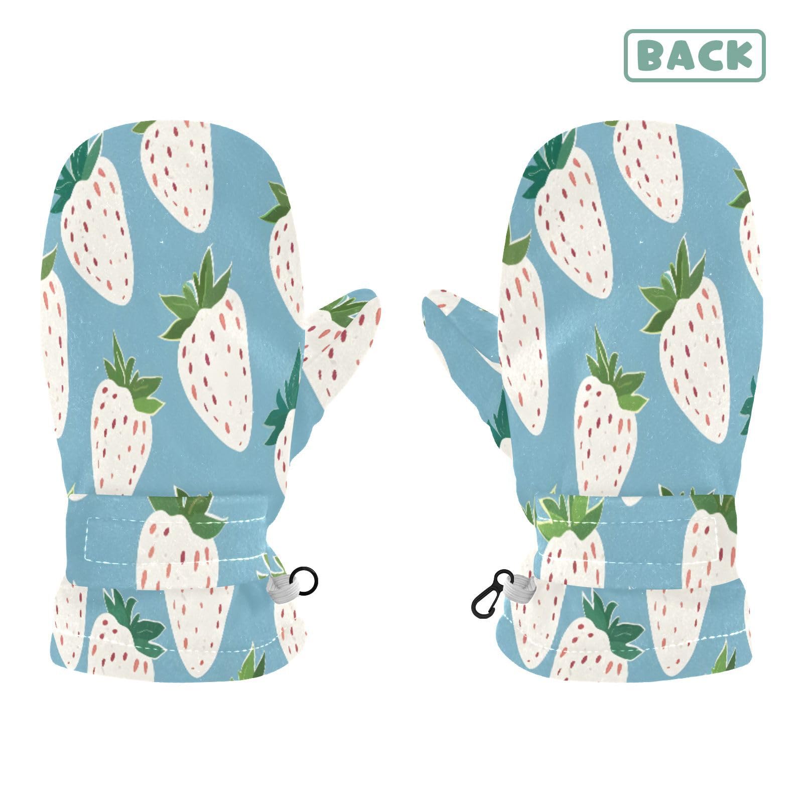 Kid's Winter Gloves Children Warm Gloves White and Strawberries for Boys Girl Age 2-4 Years