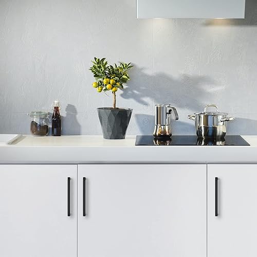 Miniatura 5 de Ravinte Paquete de 20 tiradores cuadrados de gabinete de 6-14 pulgadas, manijas negras para gabinetes de cocina, accesorios de cocina negro mate