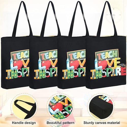 Miniatura 3 de Paquete de 4 bolsas de mano de agradecimiento para profesores, regalos de agradecimiento para profesores, bolsa de lona, regalo de agradecimiento