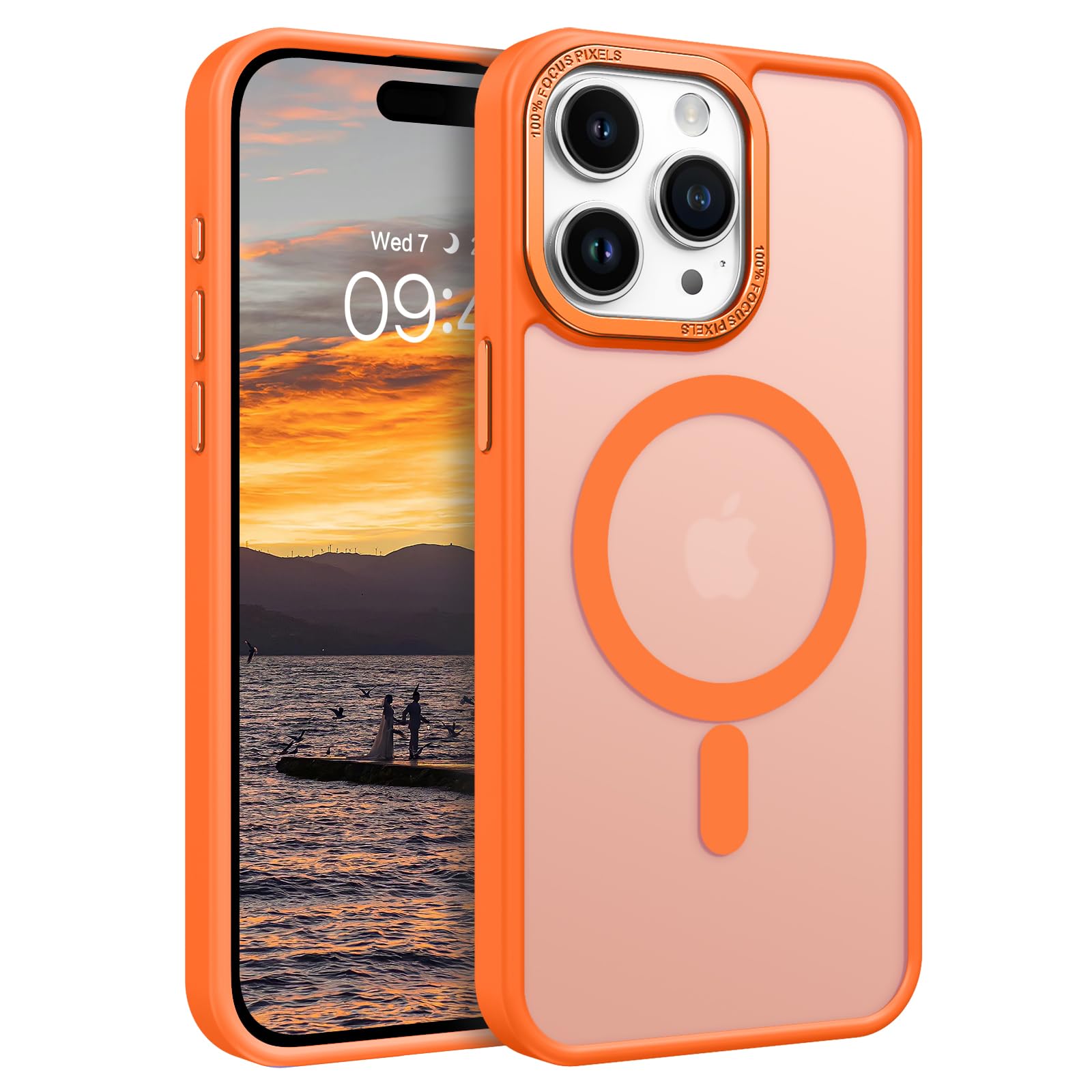BENTOBEN for iPhone 15 Pro Max Case,iPhone 15 Pro Max Magnetic Phone Case [Compatible with MagSafe] Translucent Matte Slim Shockproof Women Men Protective Case Cover for iPhone 15 Pro Max 6.7",Orange