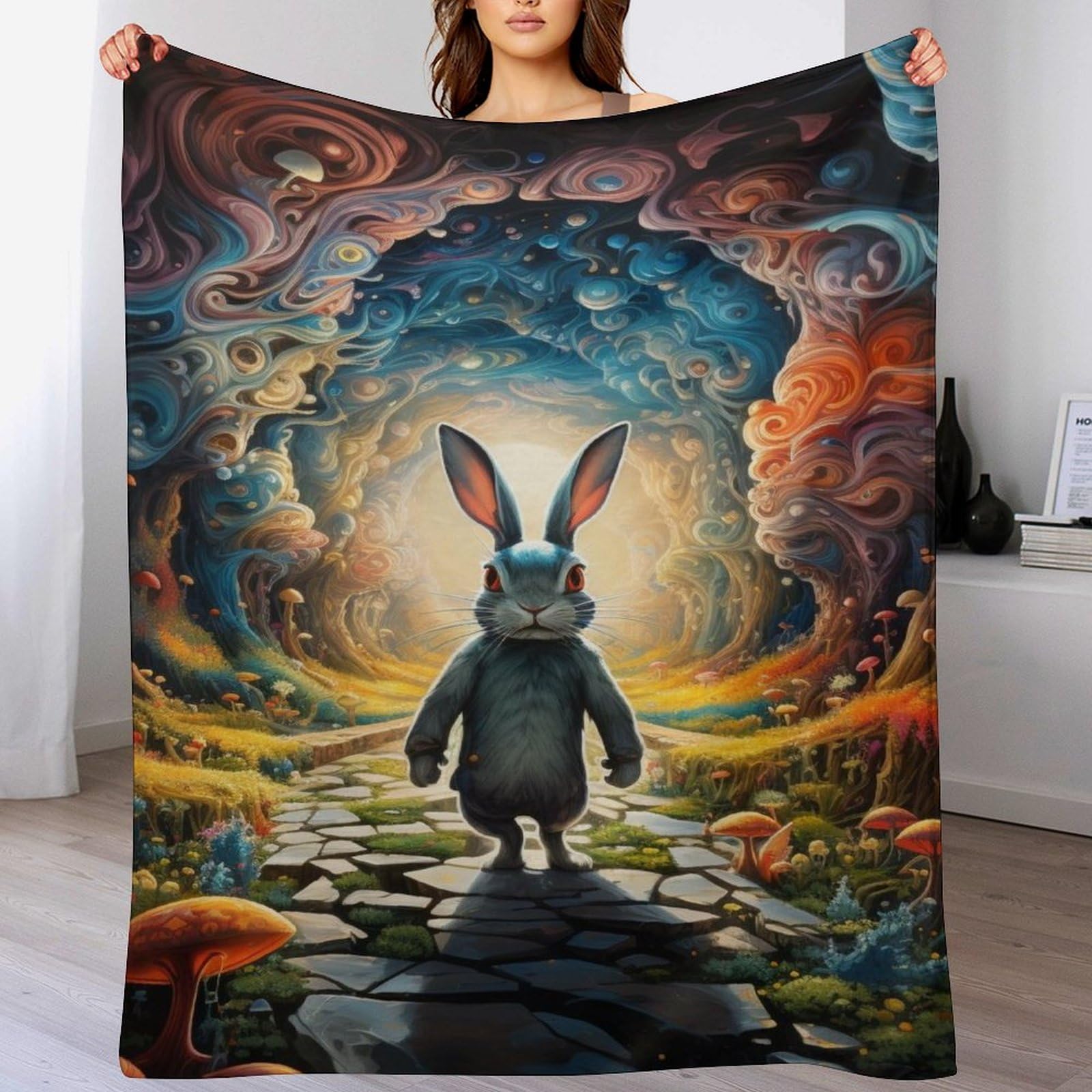 Plaid Lapin Couverture Polaire 180x200 : Parfait pour Lit et Soirée Canapé