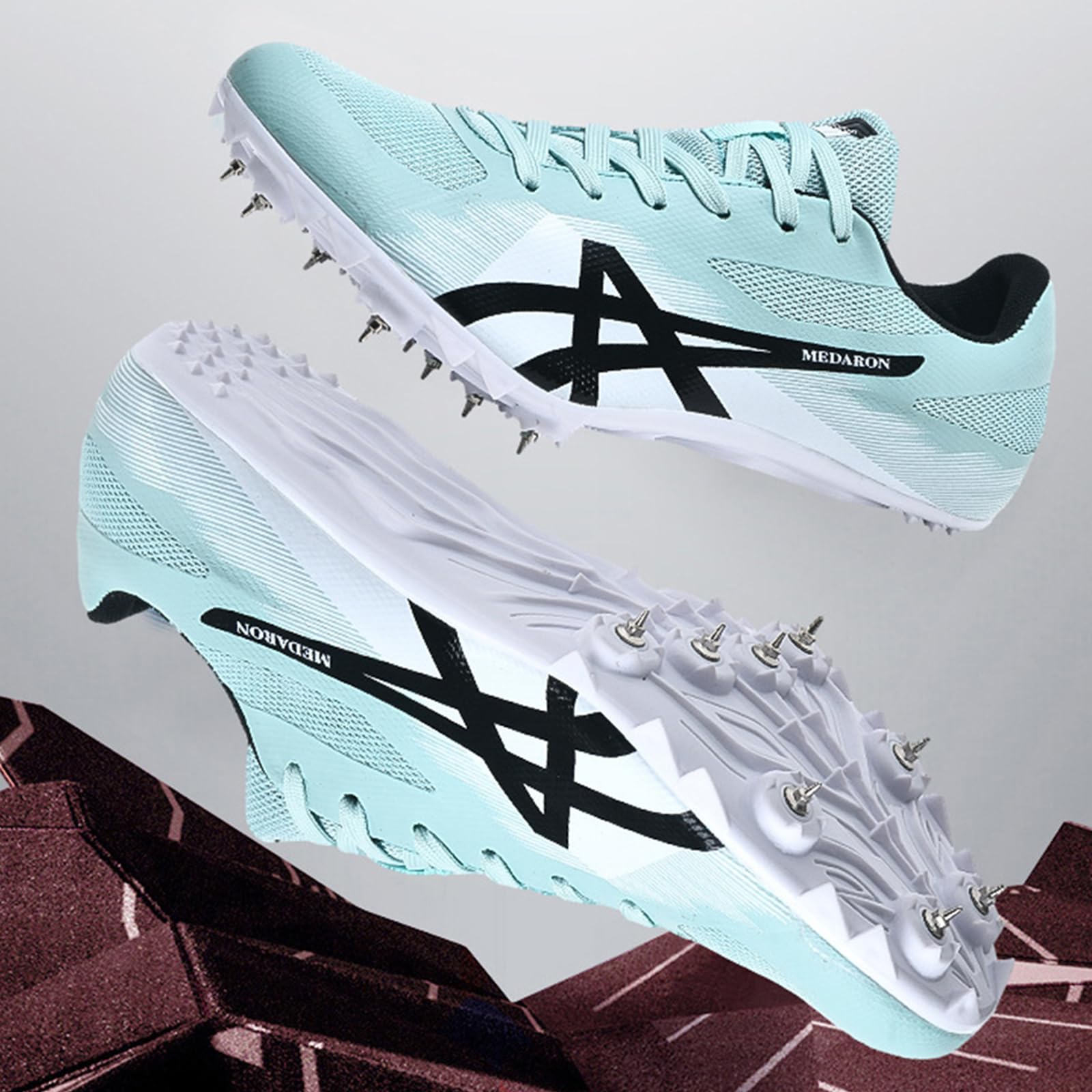 NGARY Herren Leichtathletikschuhe with 8 Spikes Track & Field Schuhe Trainingswettbewerb Weitsprungschuhe Junior Sprint Für Jugendliche, Jungen Und Mädchen