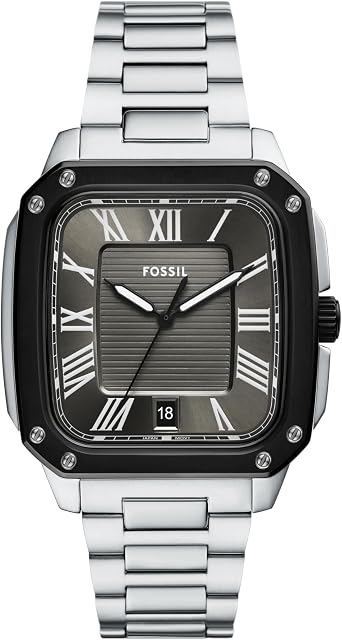 Fossil Men's Grey Silver Crosby Analog Quartz Stainless Steel Watch FS6122